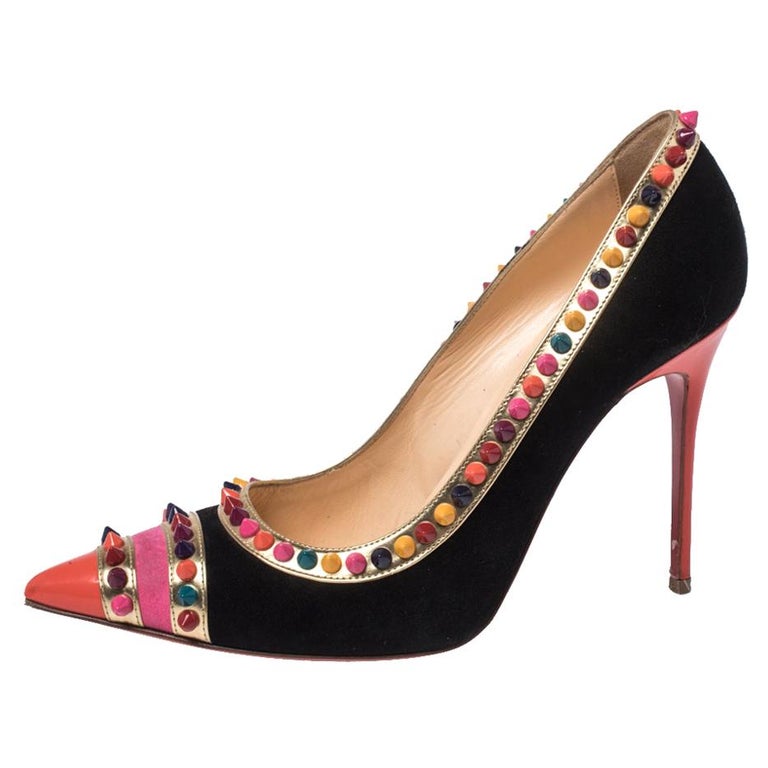 Christian Louboutin Black Suede And Leather Trim Malabar Hill Pumps ...