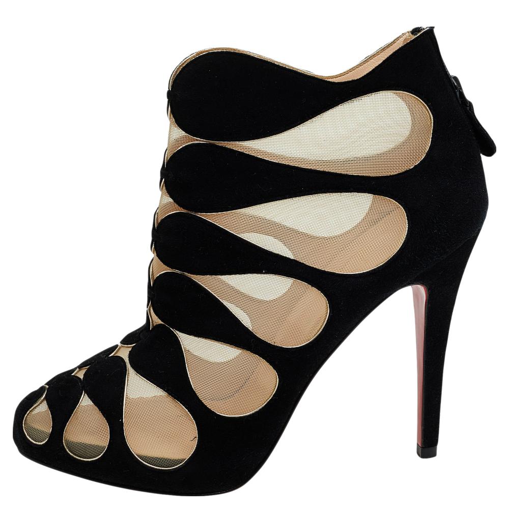 Mesh Circus Cutout Ankle Boots Size 