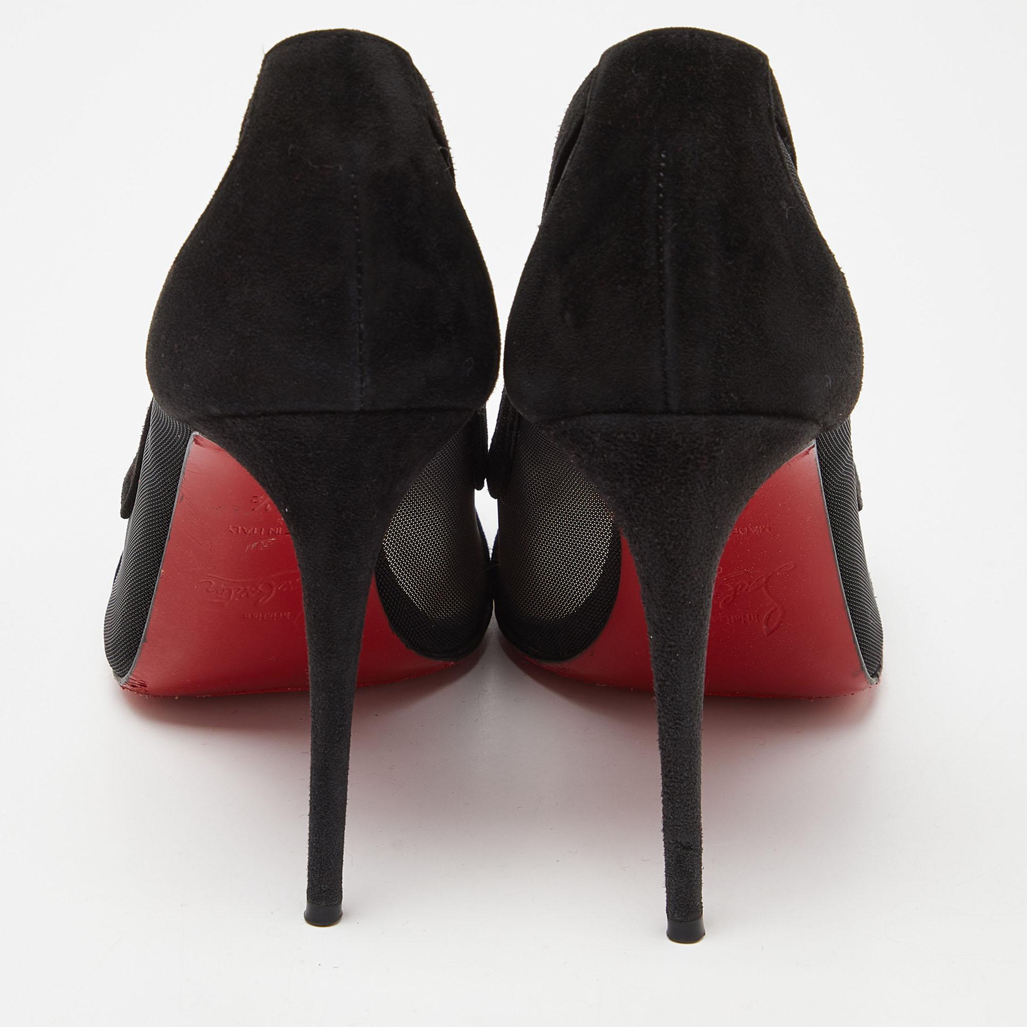 Christian Louboutin Schwarze Galativi Strass-Pumps aus Wildleder und Mesh Größe 37.5 1