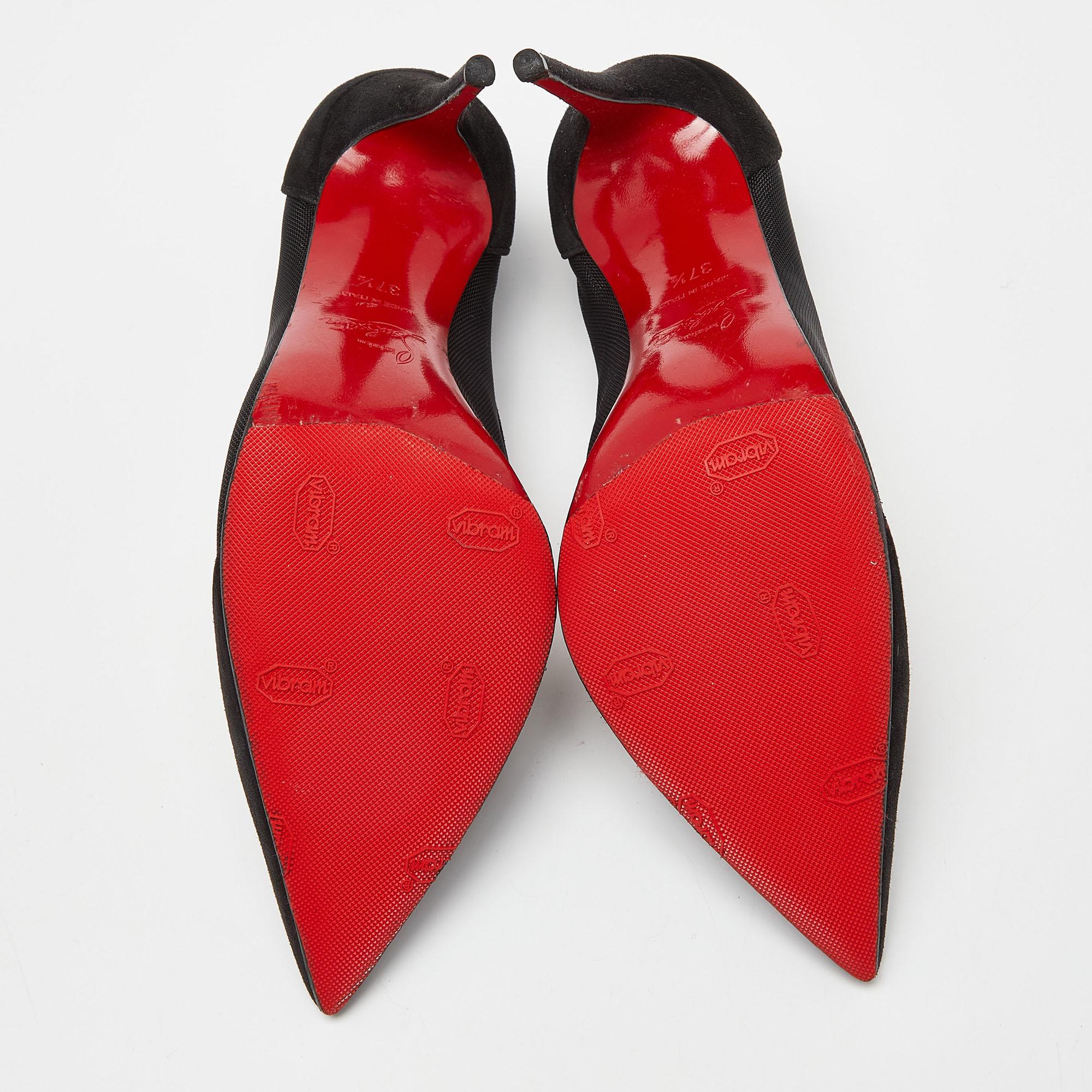 Christian Louboutin Schwarze Galativi Strass-Pumps aus Wildleder und Mesh Größe 37.5 2