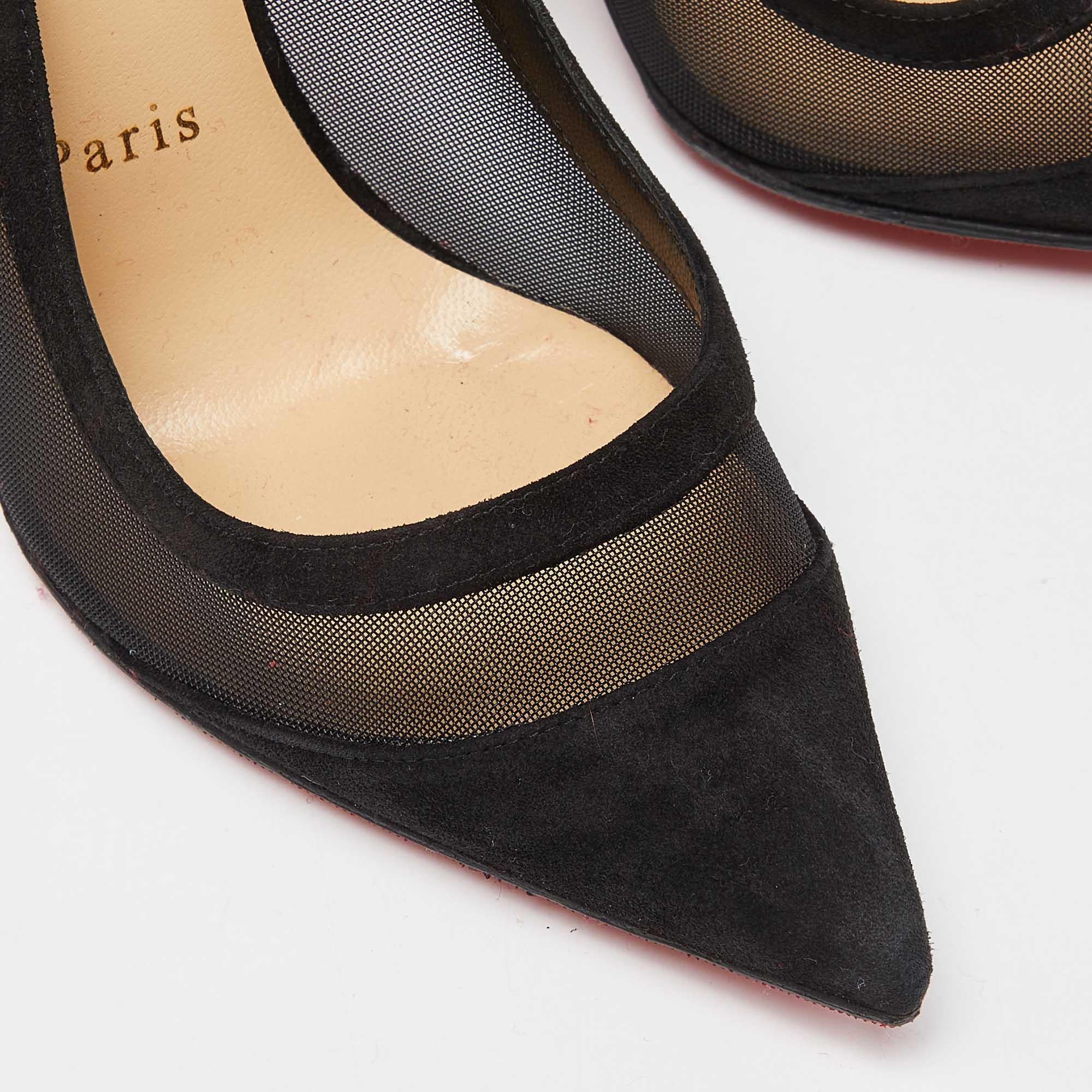 Christian Louboutin Schwarze Galativi Strass-Pumps aus Wildleder und Mesh Größe 37.5 3