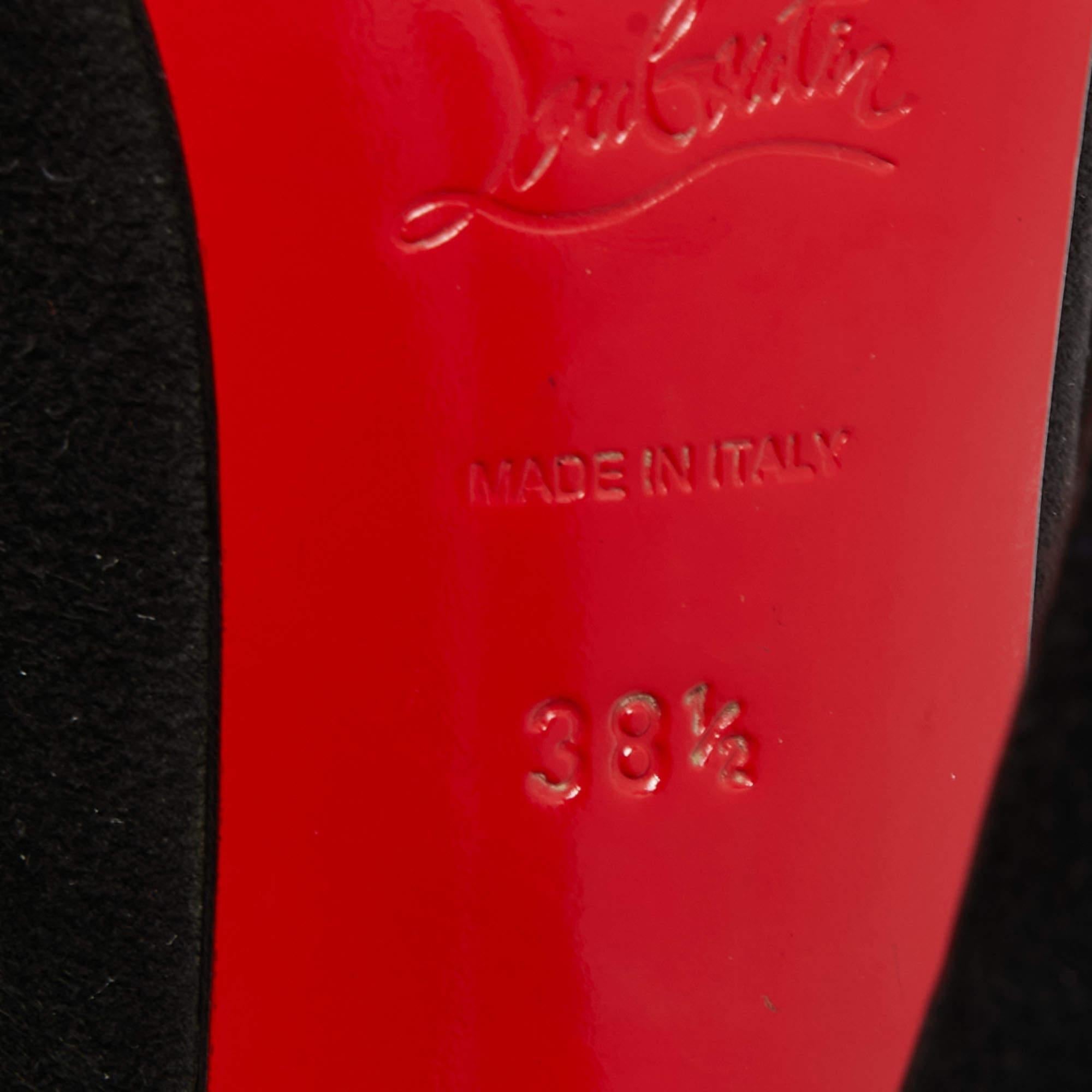 Christian Louboutin Botines de ante negro y malla con puntera abierta Talla 38.5 2