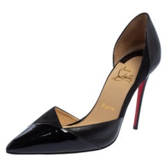 Christian Louboutin Black Suede And Patent Leather D'orsay Pumps Size 38