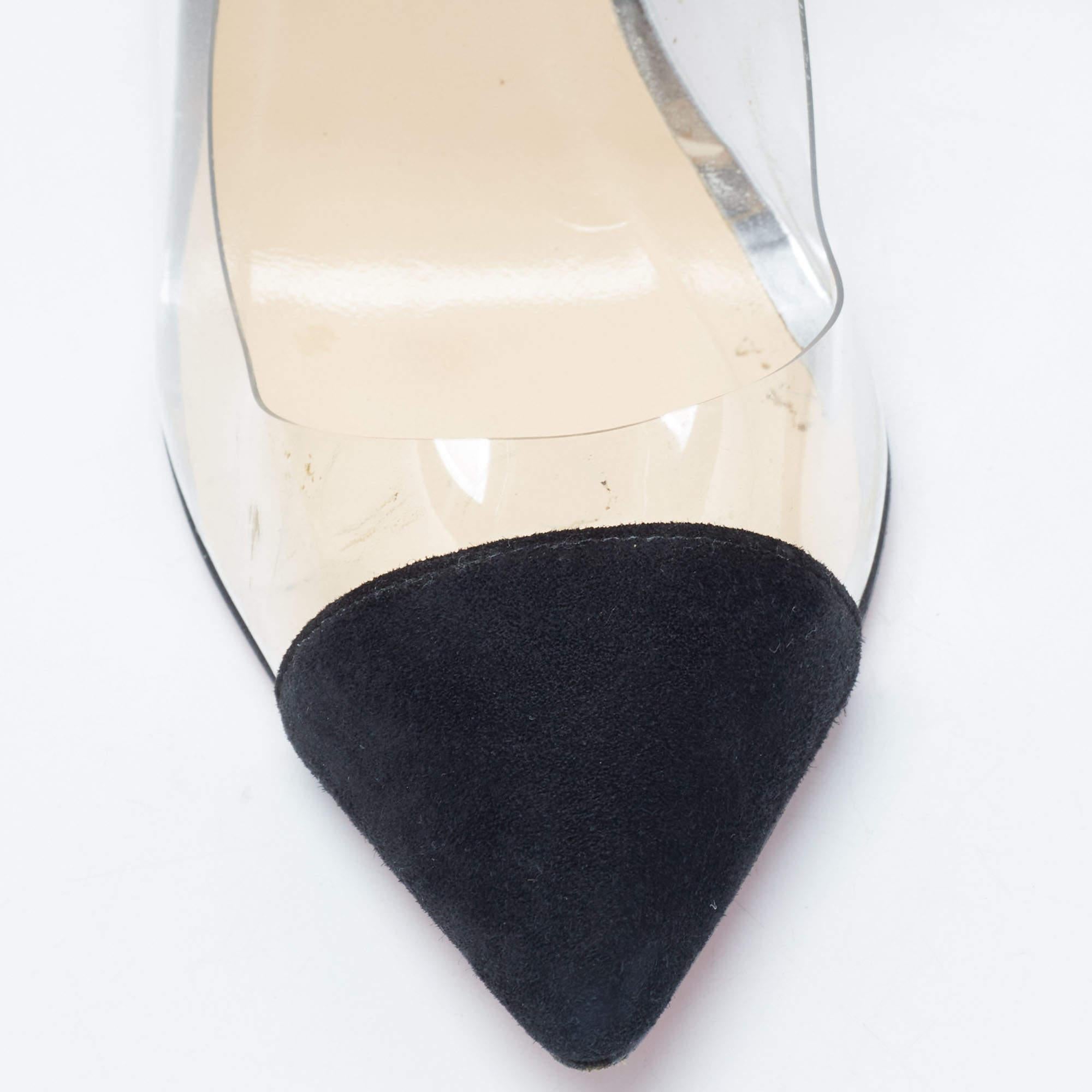  Christian Louboutin Escarpins Bis Un Bout en daim et PVC noir Taille 39 Pour femmes 
