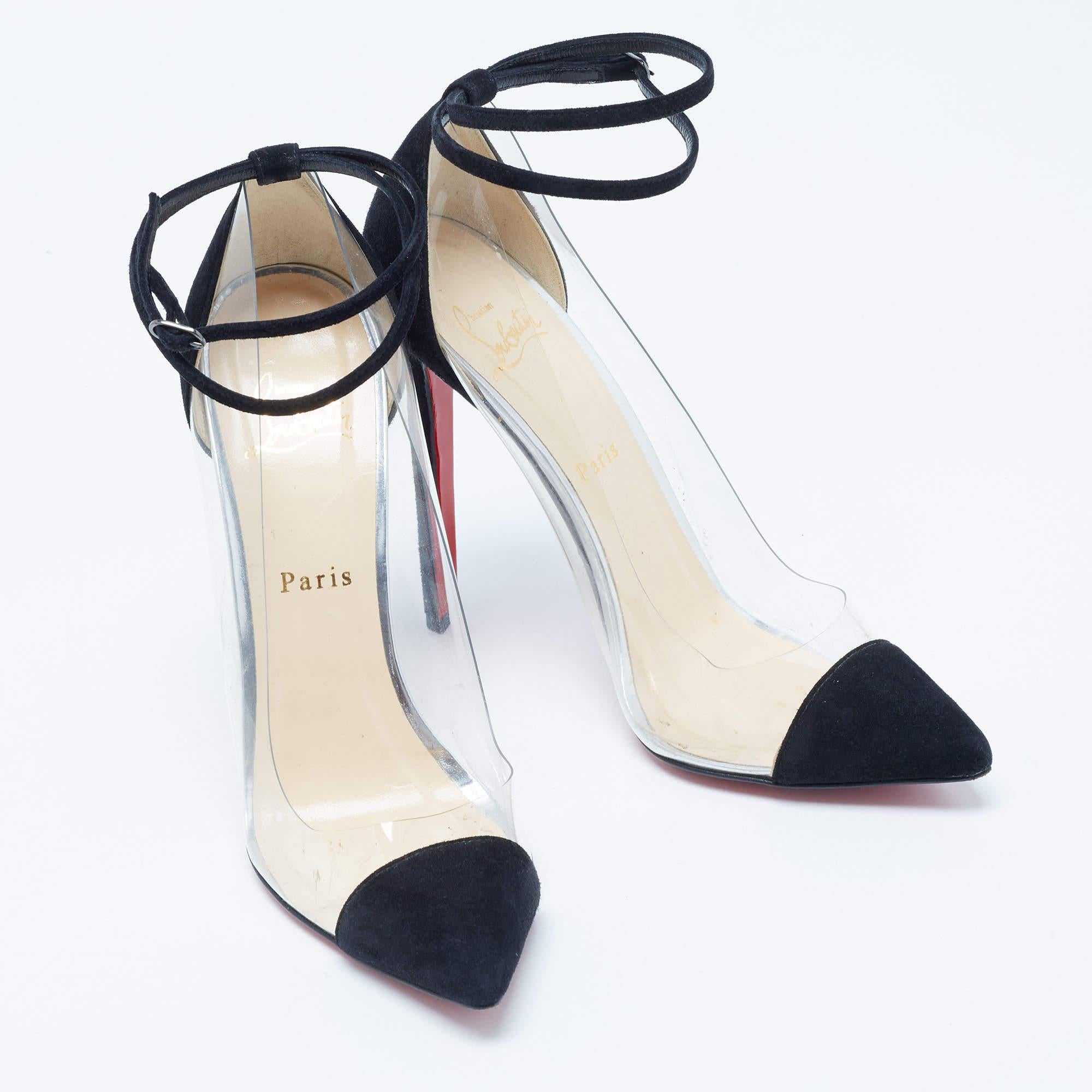 Christian Louboutin Escarpins Bis Un Bout en daim et PVC noir Taille 39 1
