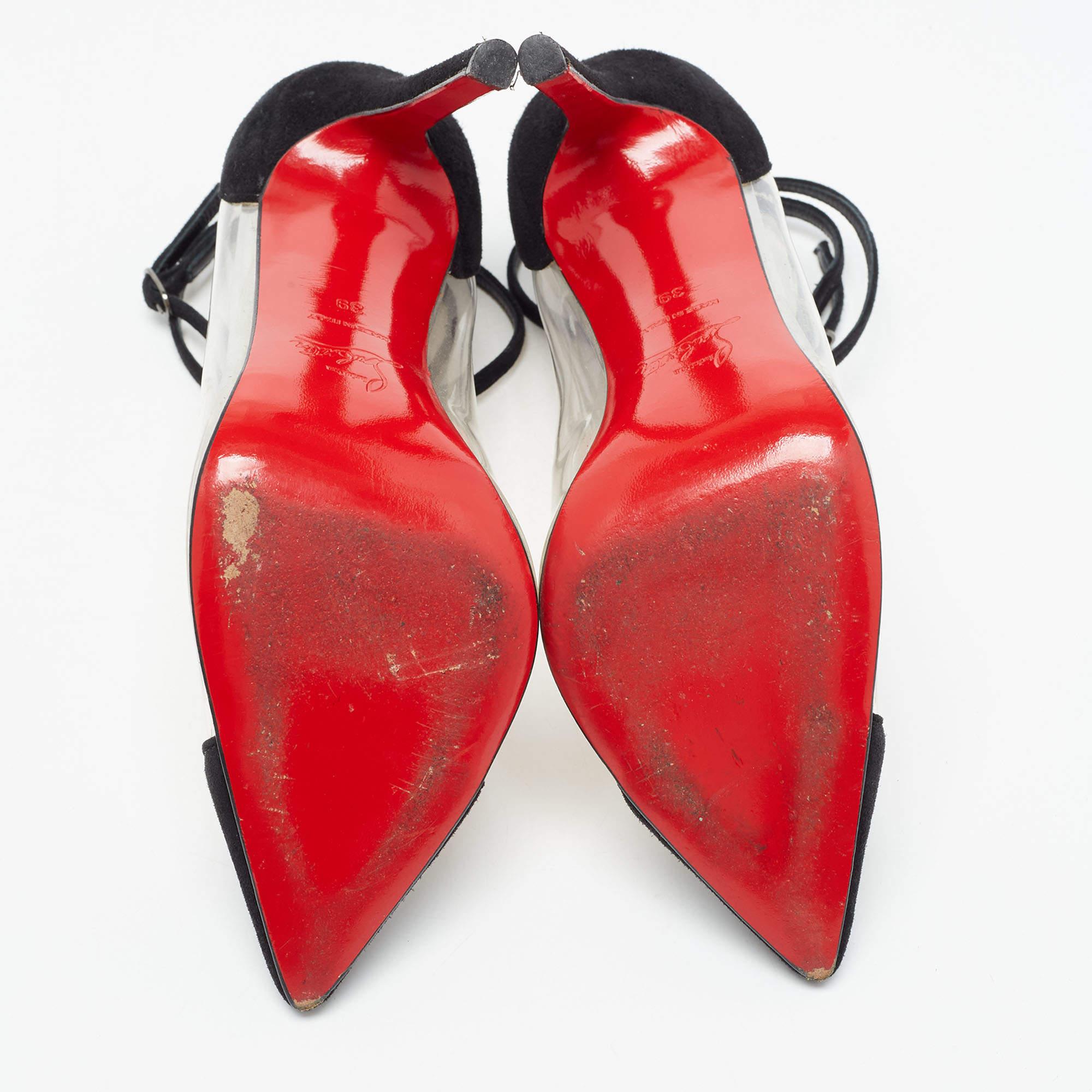 Christian Louboutin Escarpins Bis Un Bout en daim et PVC noir Taille 39 3