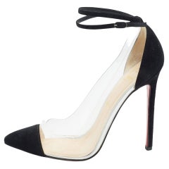 Christian Louboutin Escarpins Bis Un Bout en daim et PVC noir Taille 39