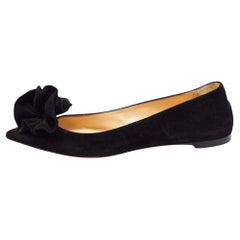 Christian Louboutin Black Suede Anemosea Ballet Flats Size 38