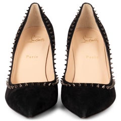 CHRISTIAN LOUBOUTIN black suede ANJALINA 85 Pumps Shoes 39.5