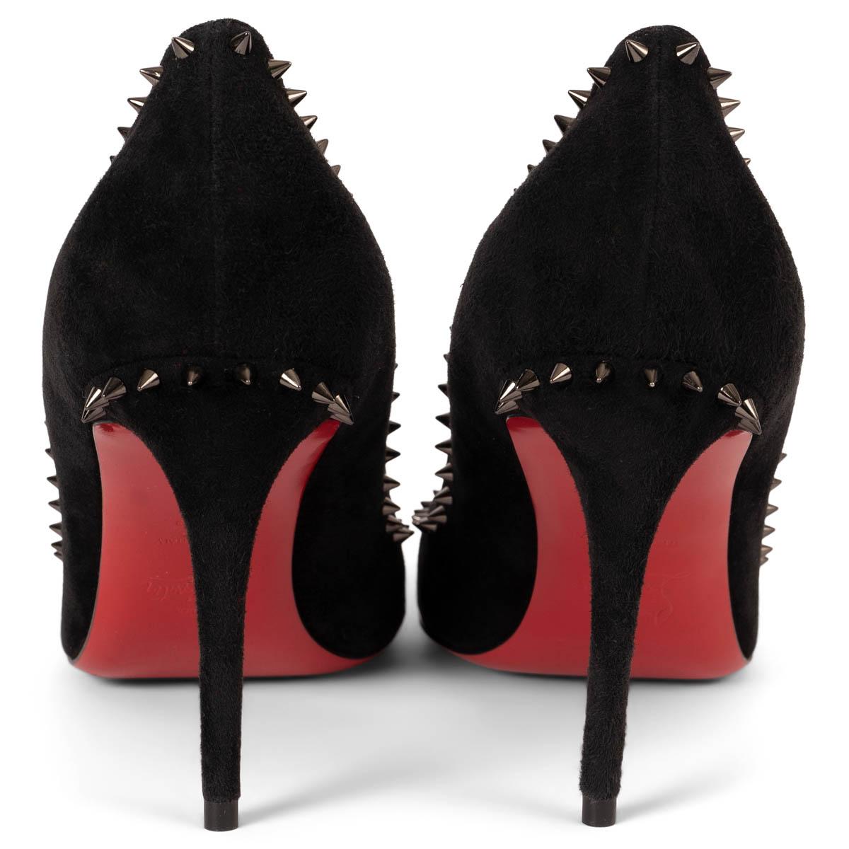 CHRISTIAN LOUBOUTIN black suede ANJALINA 85 Pumps Shoes 39.5 For Sale 1