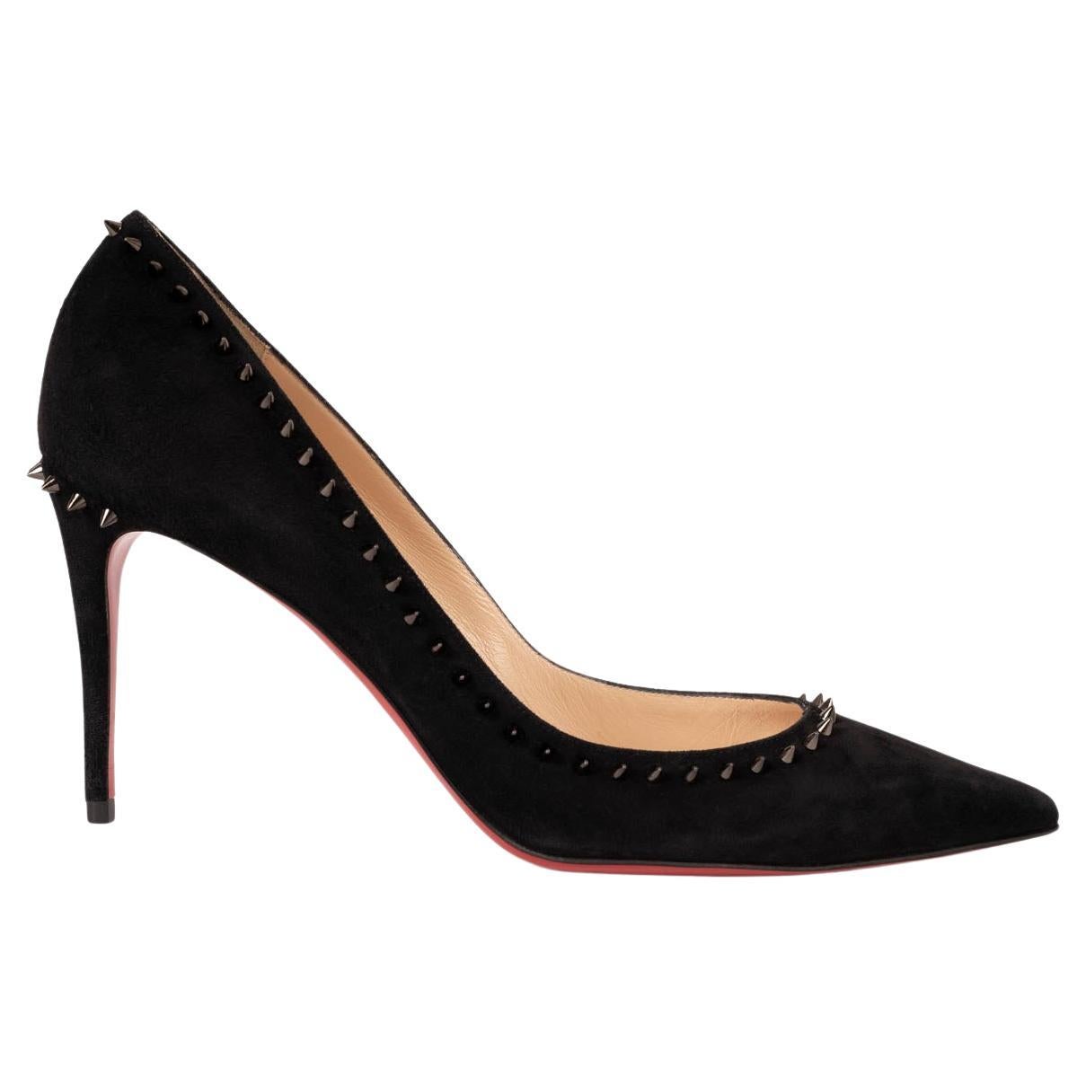 CHRISTIAN LOUBOUTIN black suede ANJALINA 85 Pumps Shoes 39.5 For Sale