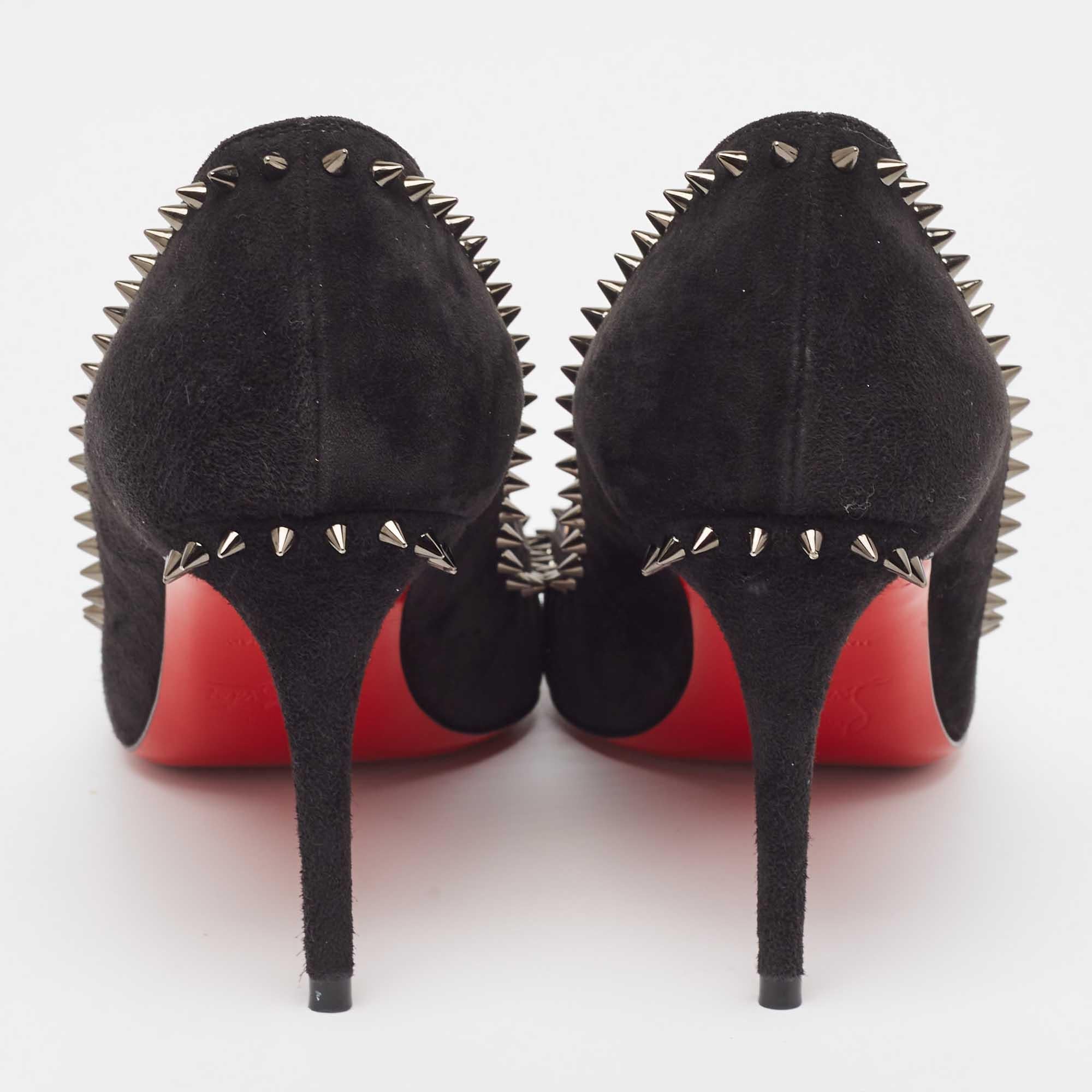 Christian Louboutin Black Suede Anjalina Pumps Size 35.5 For Sale 1