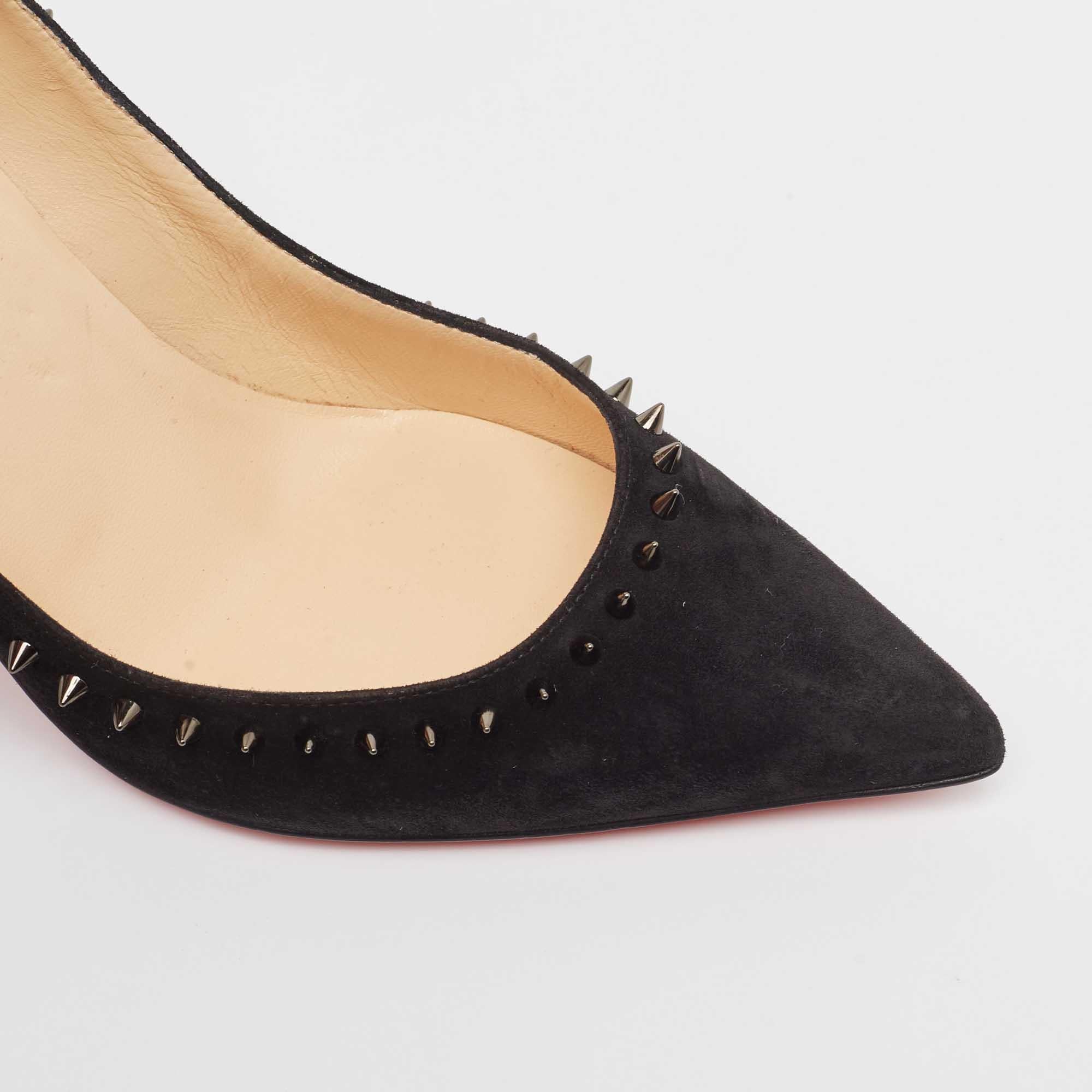 Christian Louboutin Black Suede Anjalina Pumps Size 35.5 For Sale 3
