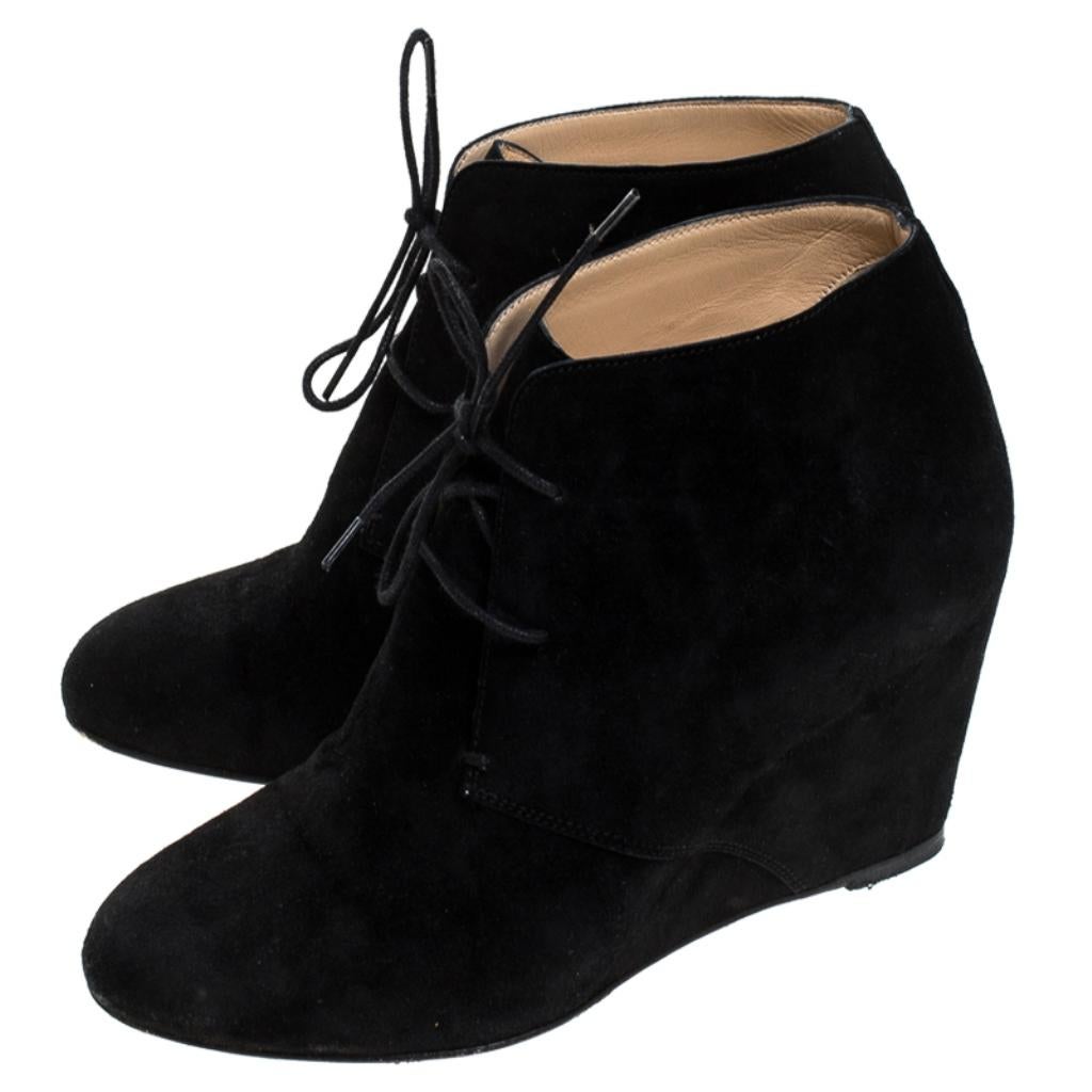 Women's Christian Louboutin Black Suede Ankle Booties Size 38