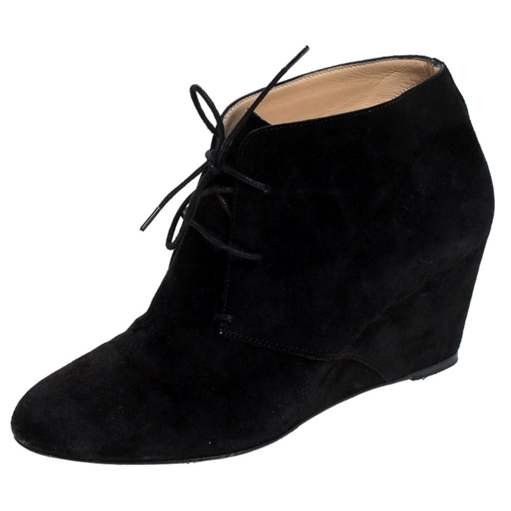 Christian Louboutin Black Suede Ankle Booties Size 38