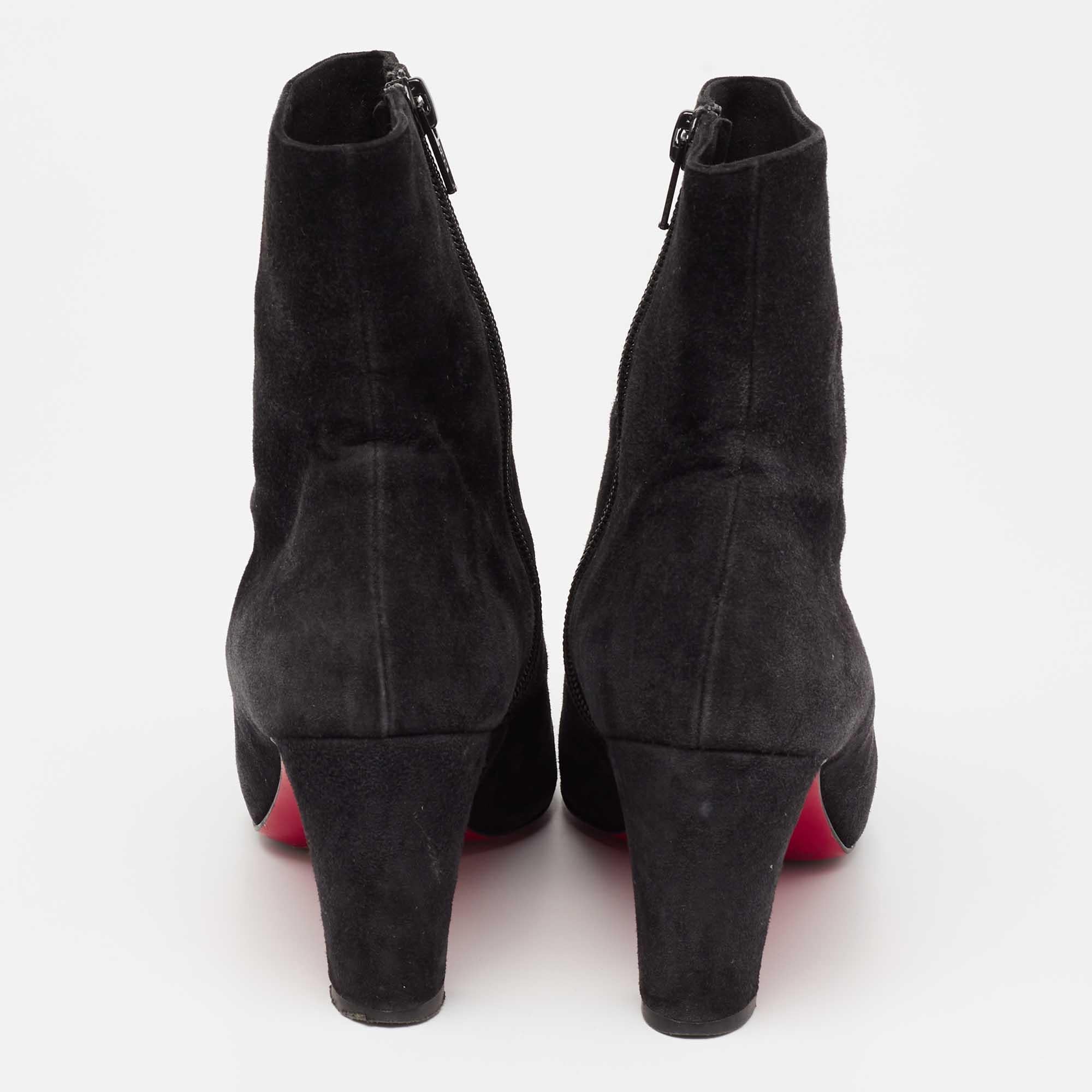 Christian Louboutin Black Suede Ankle Boots Size 36.5 1