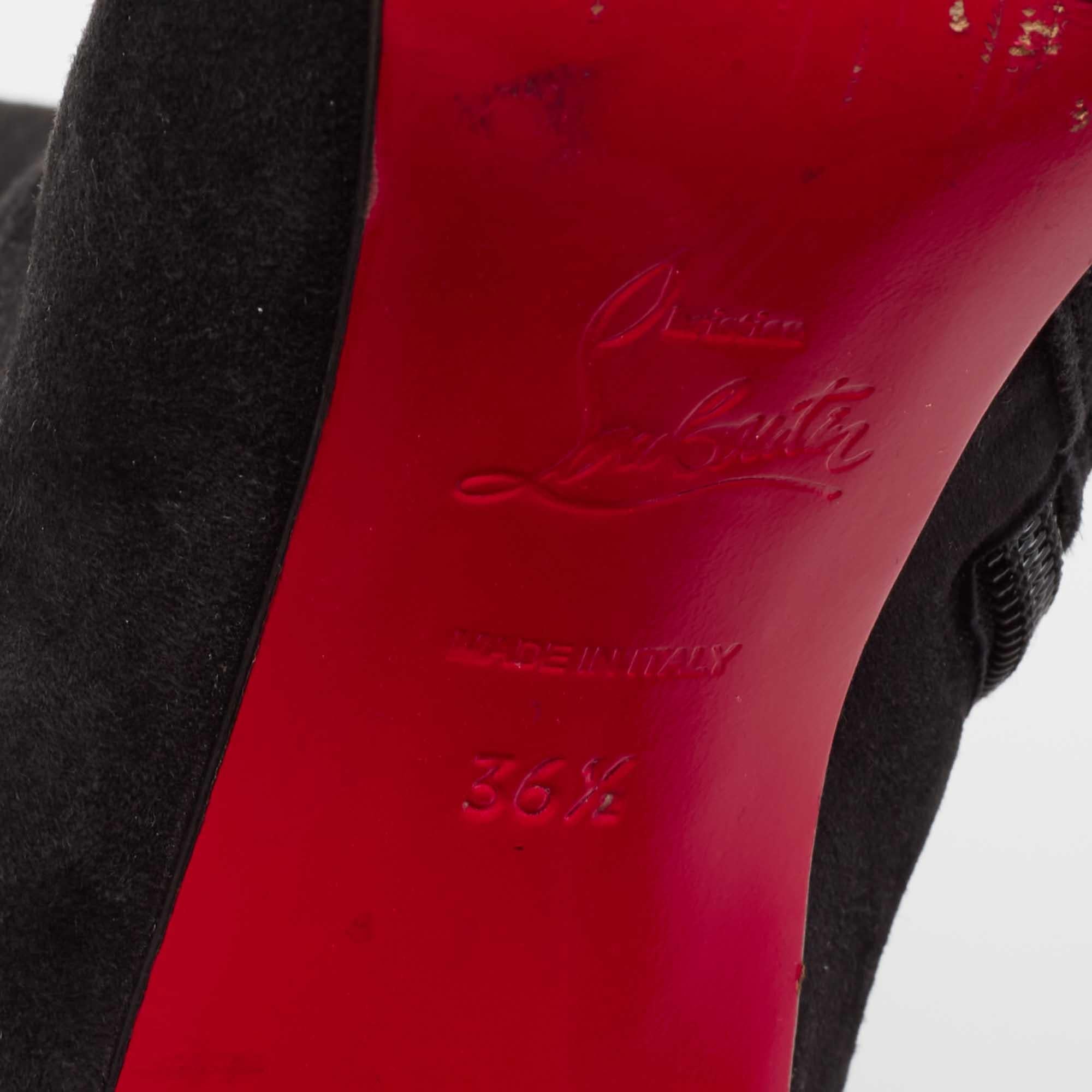 Christian Louboutin Black Suede Ankle Boots Size 36.5 4