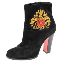 Christian Louboutin Black Suede Ankle Boots Size 38