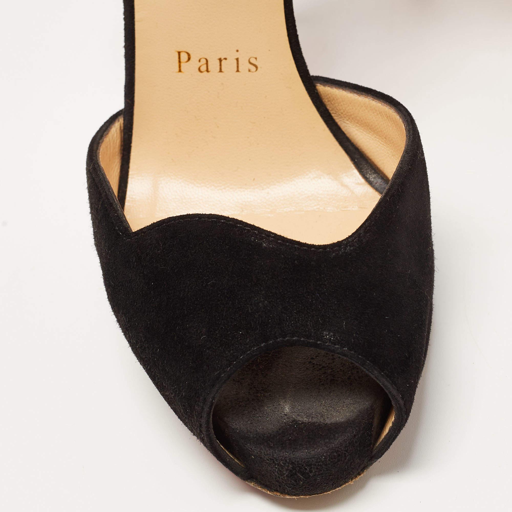 Christian Louboutin Black Suede Ankle Strap Sandals Size 35 2