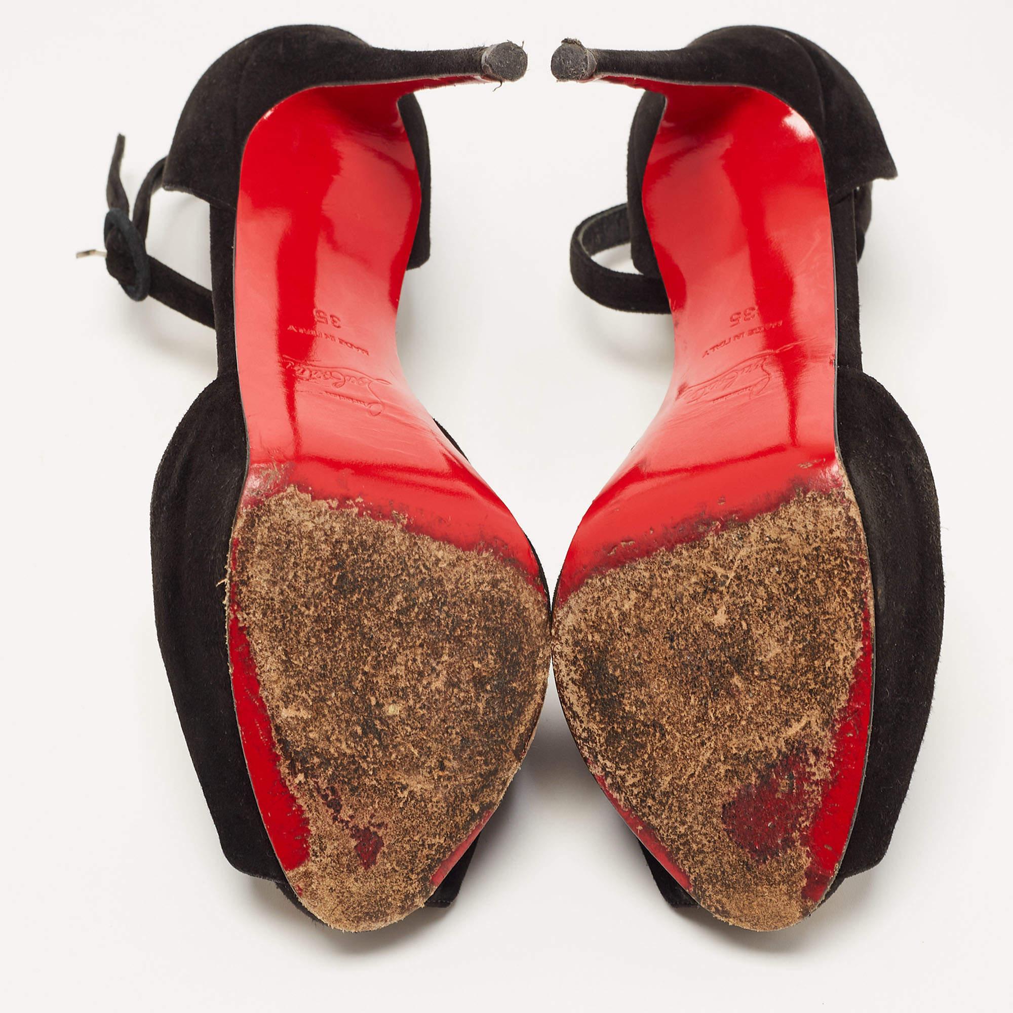 Christian Louboutin Black Suede Ankle Strap Sandals Size 35 4