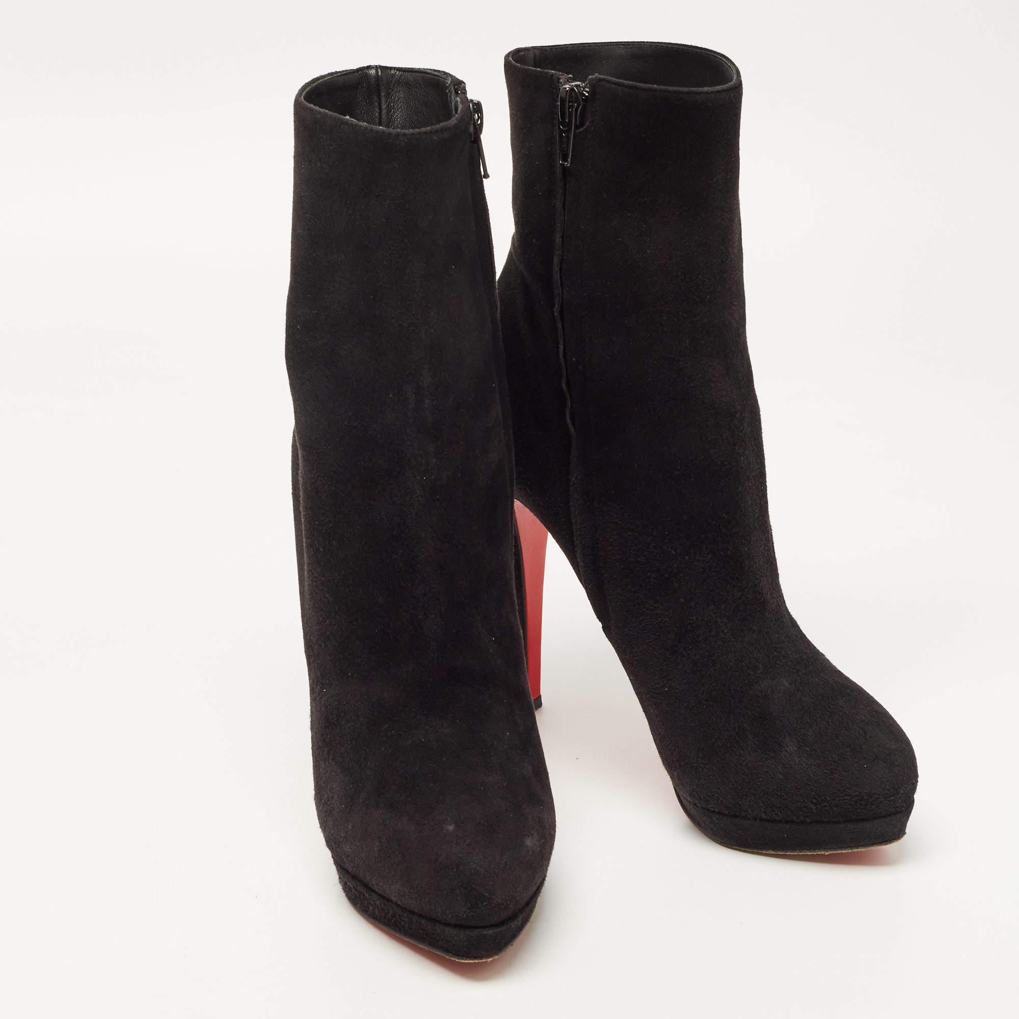 Christian Louboutin Black Suede Belle Ankle Boots Size 39 1