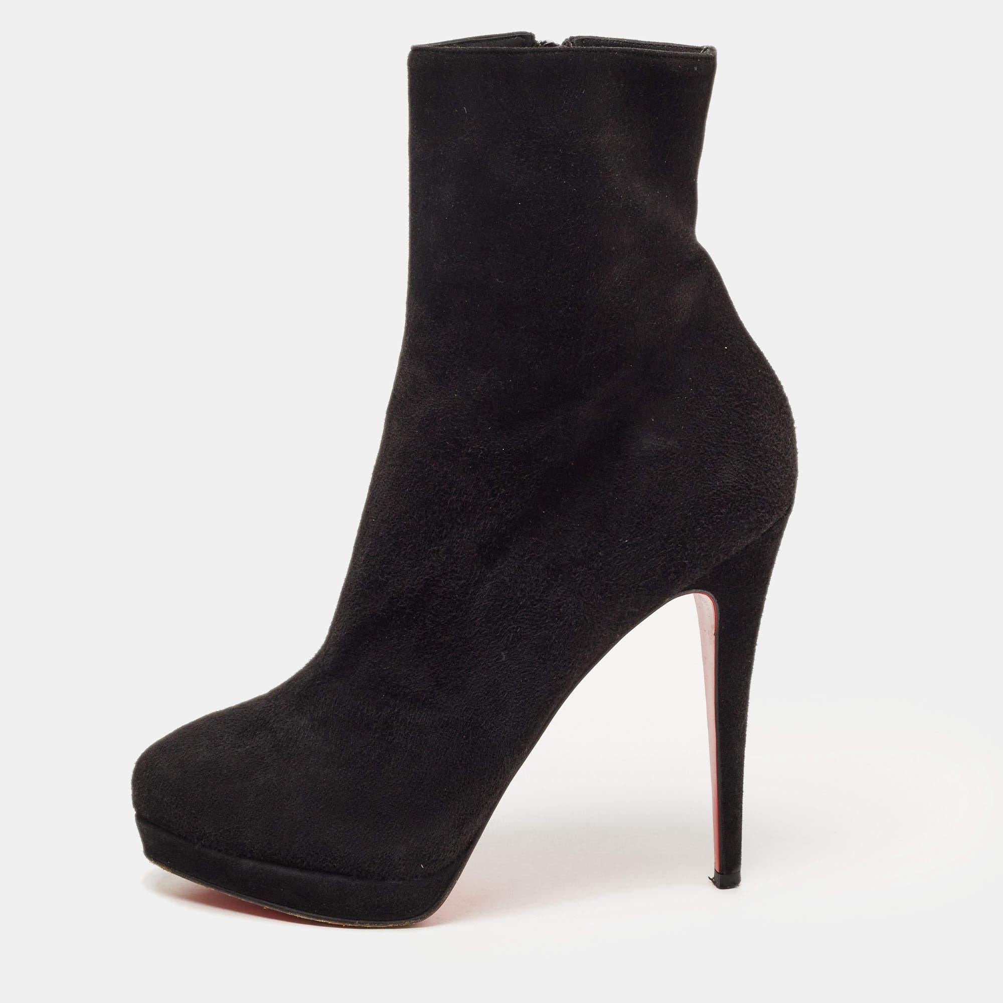 Christian Louboutin Black Suede Belle Ankle Boots Size 39 3