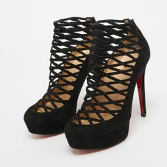 Christian Louboutin Black Suede Berlinissimo Ankle Boots Size 36.5