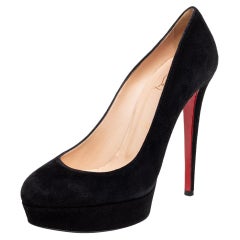 Christian Louboutin Black Suede Bianca Platform Pumps Size 39