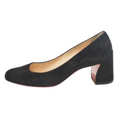 Christian Louboutin Black Suede Block Heel Pumps Size 39