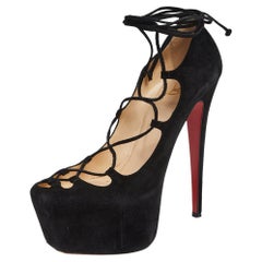 Christian Louboutin Black Suede Bloody Mary Lace up Pumps Size 39