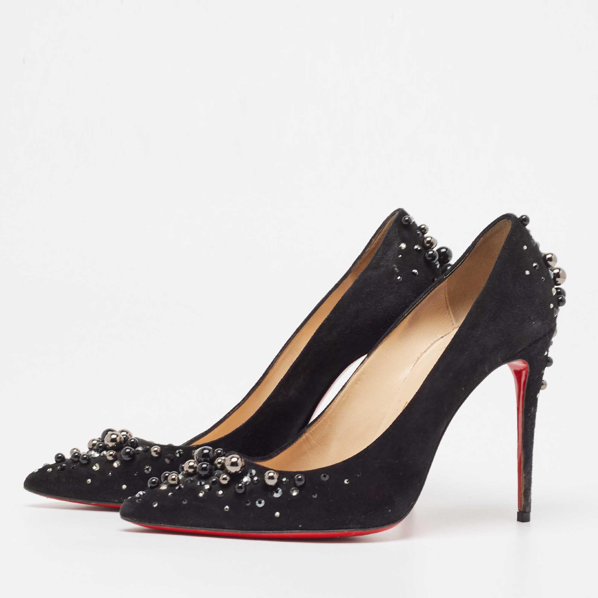 Christian Louboutin Black Suede Candidate Pumps Size 37 For Sale 2