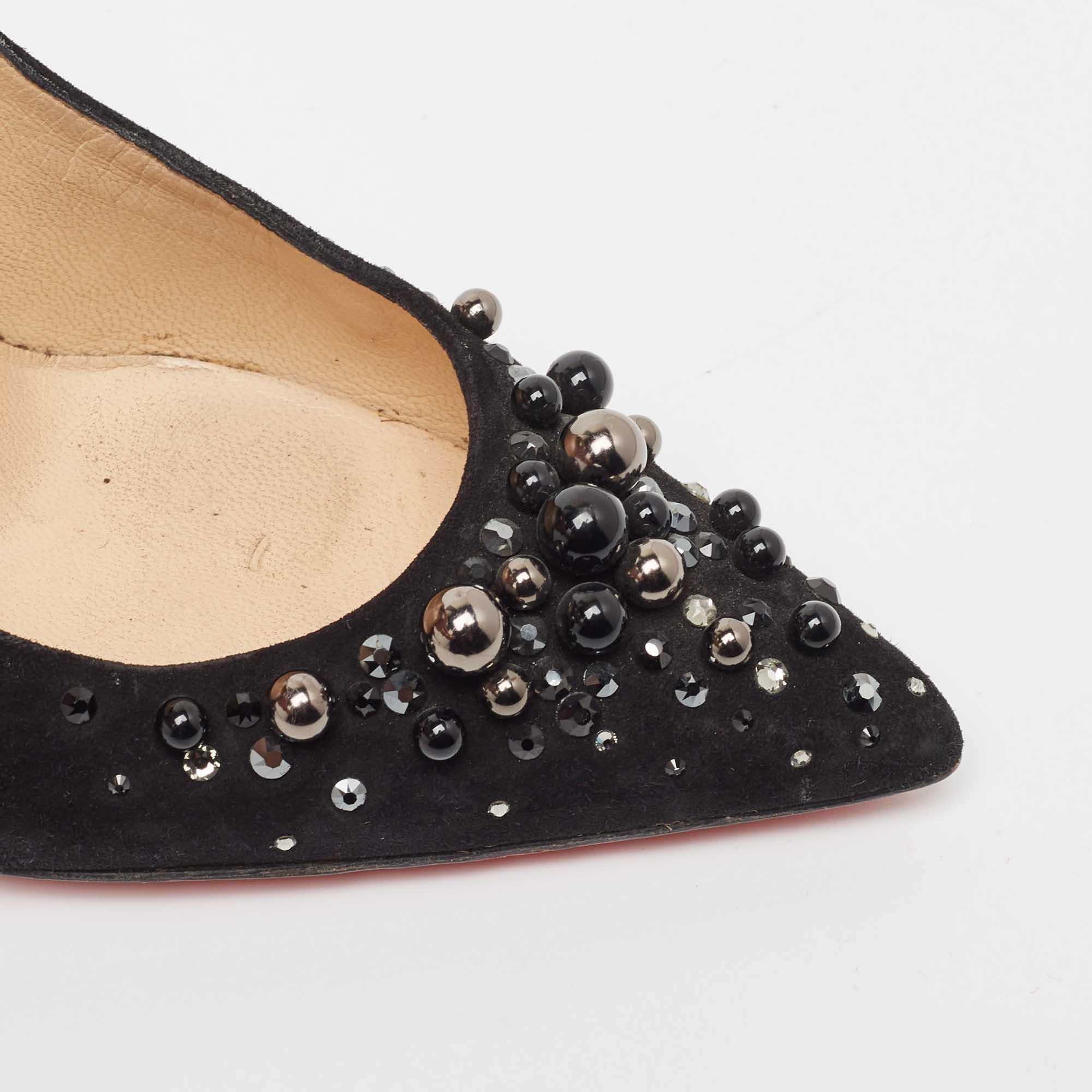 Christian Louboutin Black Suede Candidate Pumps Size 37 For Sale 4