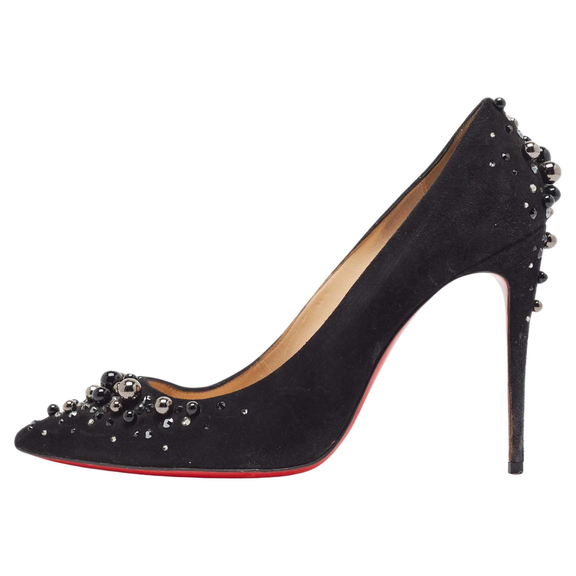 Christian Louboutin Black Suede Candidate Pumps Size 37 For Sale