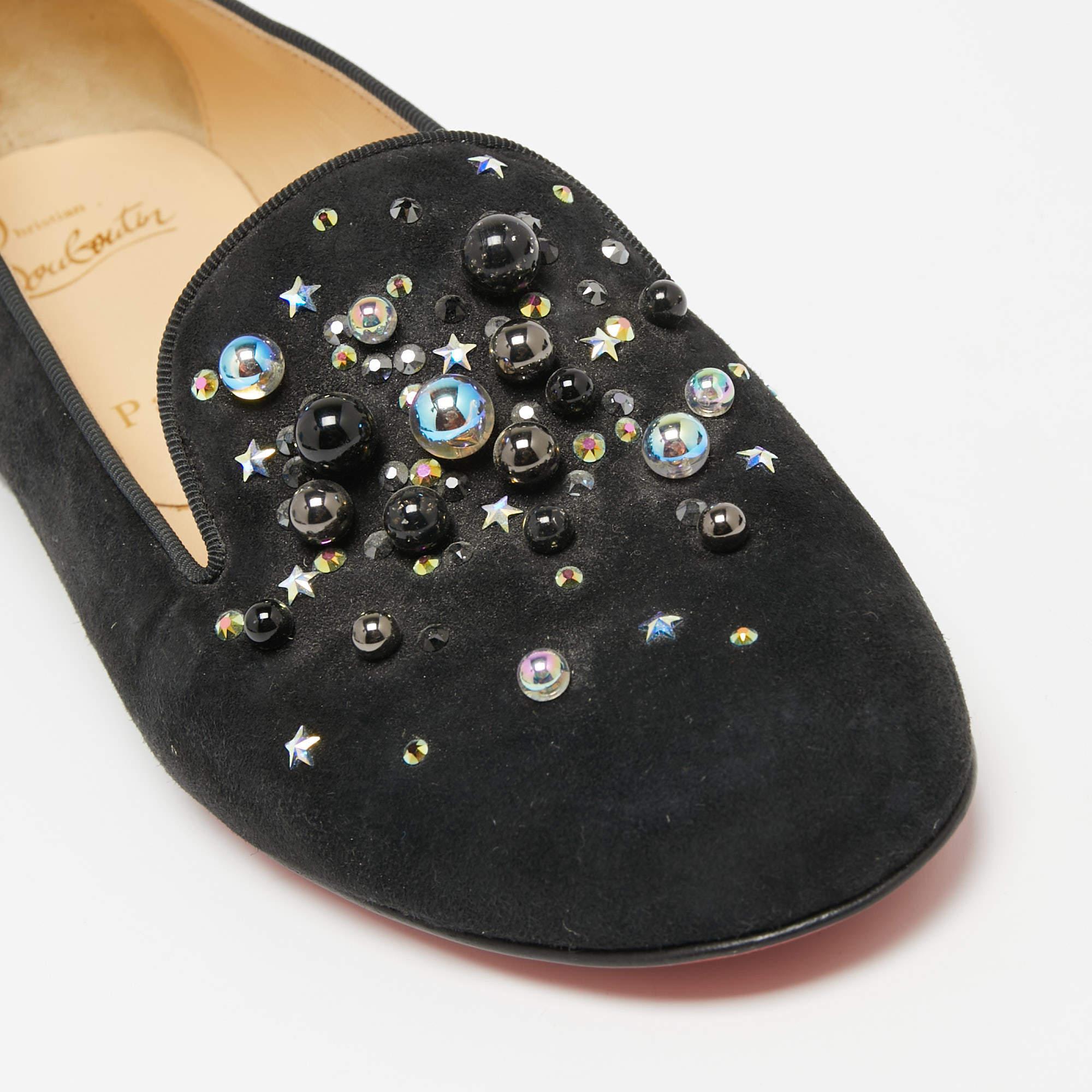 Christian Louboutin Black Suede Candy Studded Smoking Slippers Size 36 3