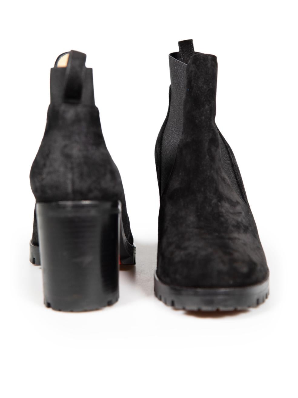Christian Louboutin Black Suede Chelsea Heeled Boots Size IT 39 In Excellent Condition For Sale In London, GB