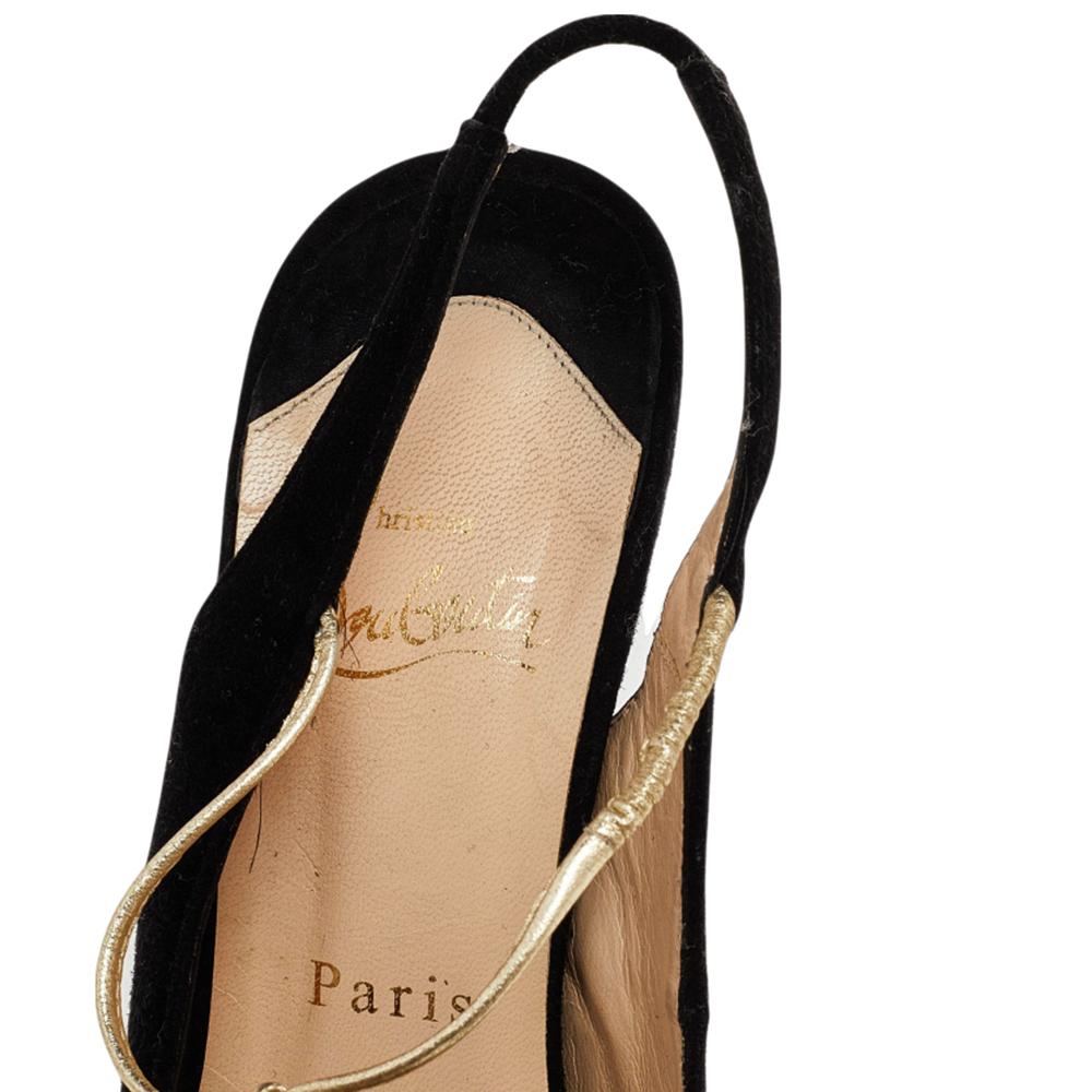 Christian Louboutin Black Suede Colibretta T-Strap Sandals Size 36.5 In Good Condition For Sale In Dubai, Al Qouz 2