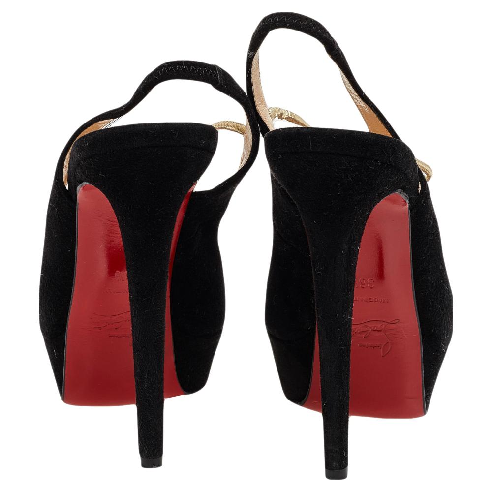 Christian Louboutin Black Suede Colibretta T-Strap Sandals Size 36.5 For Sale 1