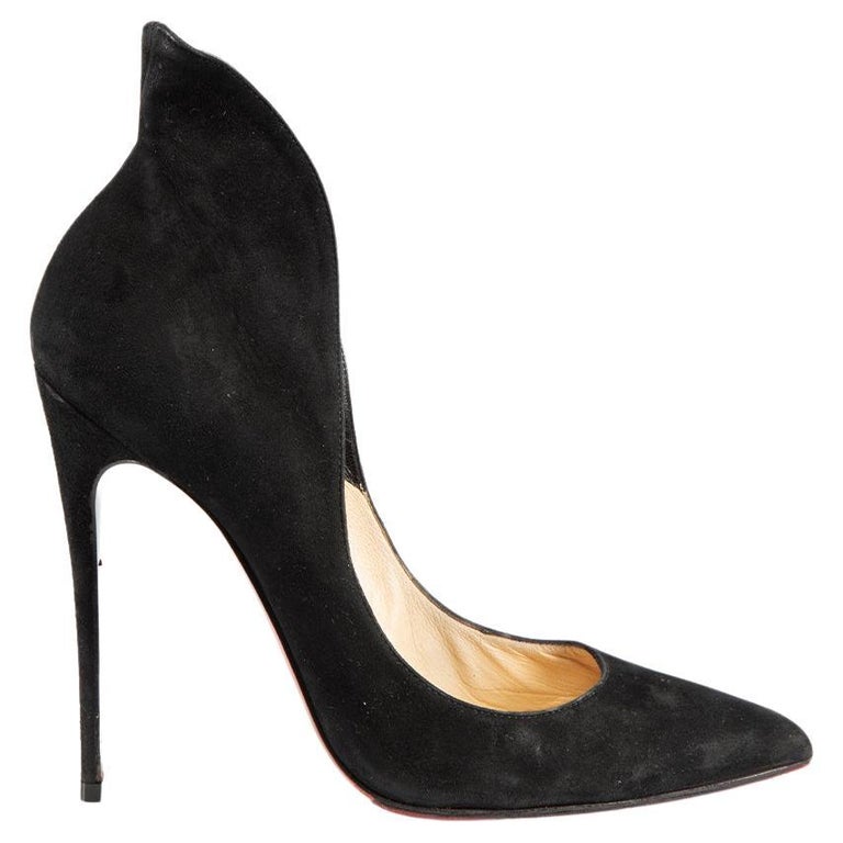 Christian Louboutin Black Suede Collared Heels Size IT 39.5 For Sale at  1stDibs | louboutin tacchi neri