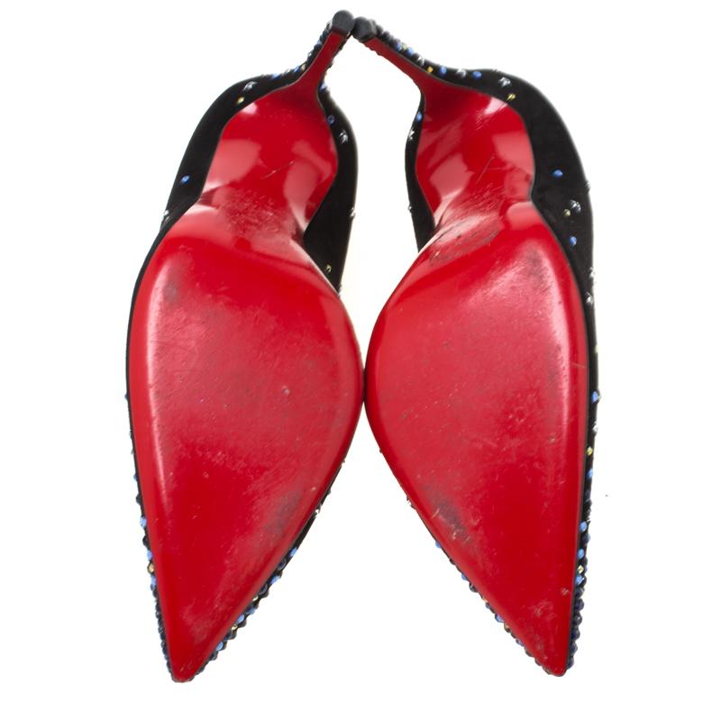 Christian Louboutin Schwarz Wildleder Kristall Stern verschönert Gravitanita Größe 37,5 Damen
