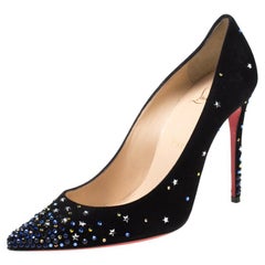 Christian Louboutin Schwarz Wildleder Kristall Stern verschönert Gravitanita Größe 37,5