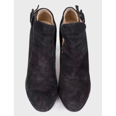 Christian Louboutin Black Suede Cutout Ankle Boots Sz. 38