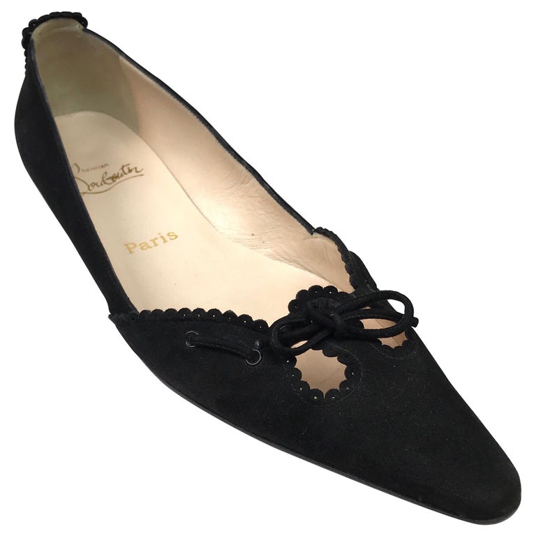 Christian Louboutin Black Suede Cutout Flats with Bow - 38 at 1stDibs ...