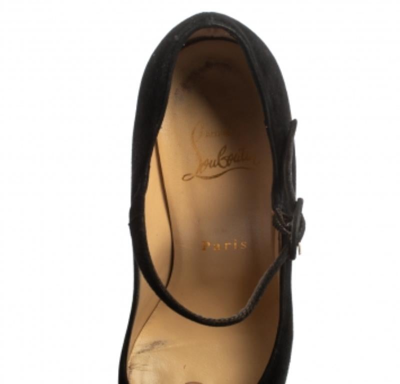 Christian Louboutin Black Suede Daffodil Mary Jane Pumps Size 36.5 For Sale 1