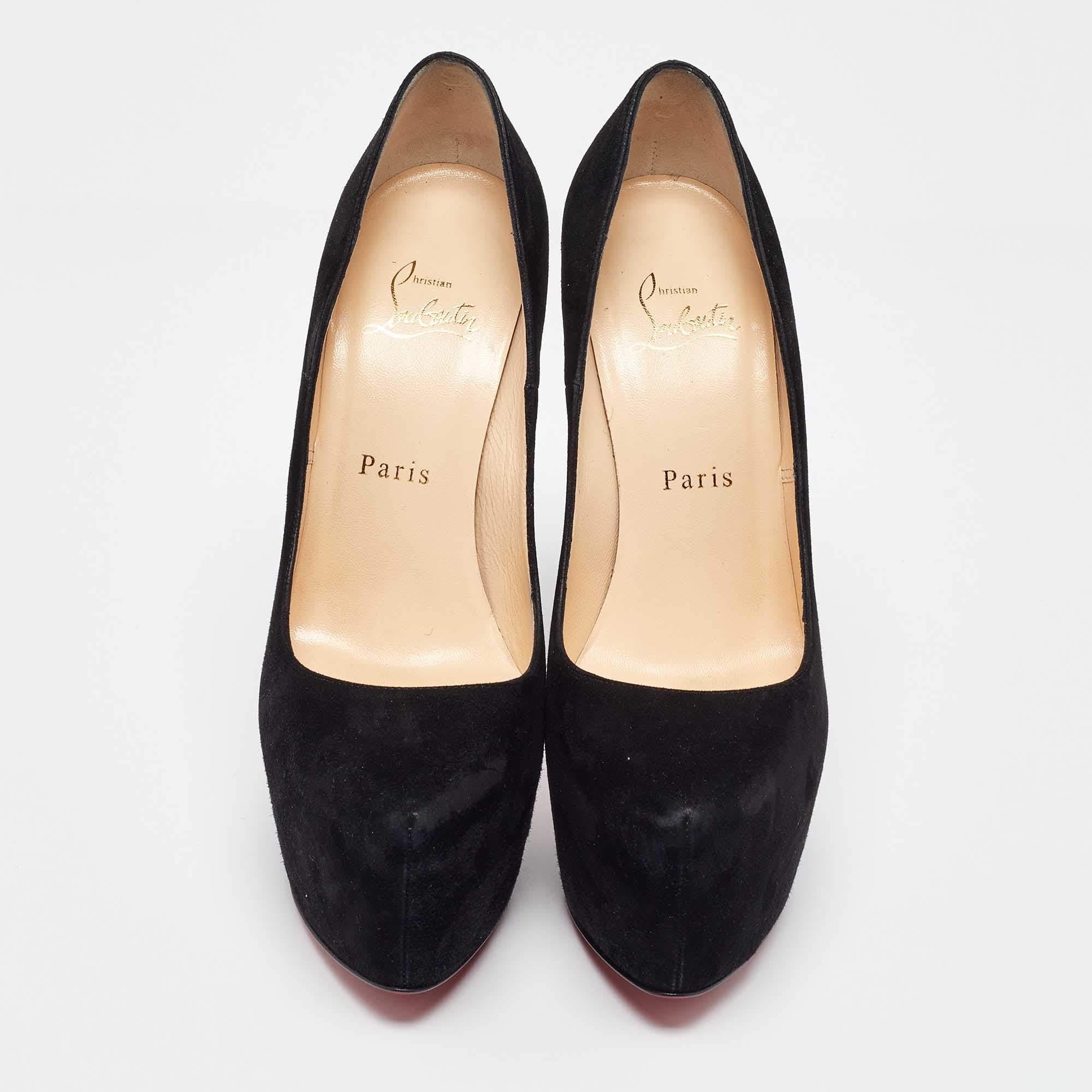 Christian Louboutin Black Suede Daffodile Pumps Size 38.5 In Excellent Condition In Dubai, Al Qouz 2