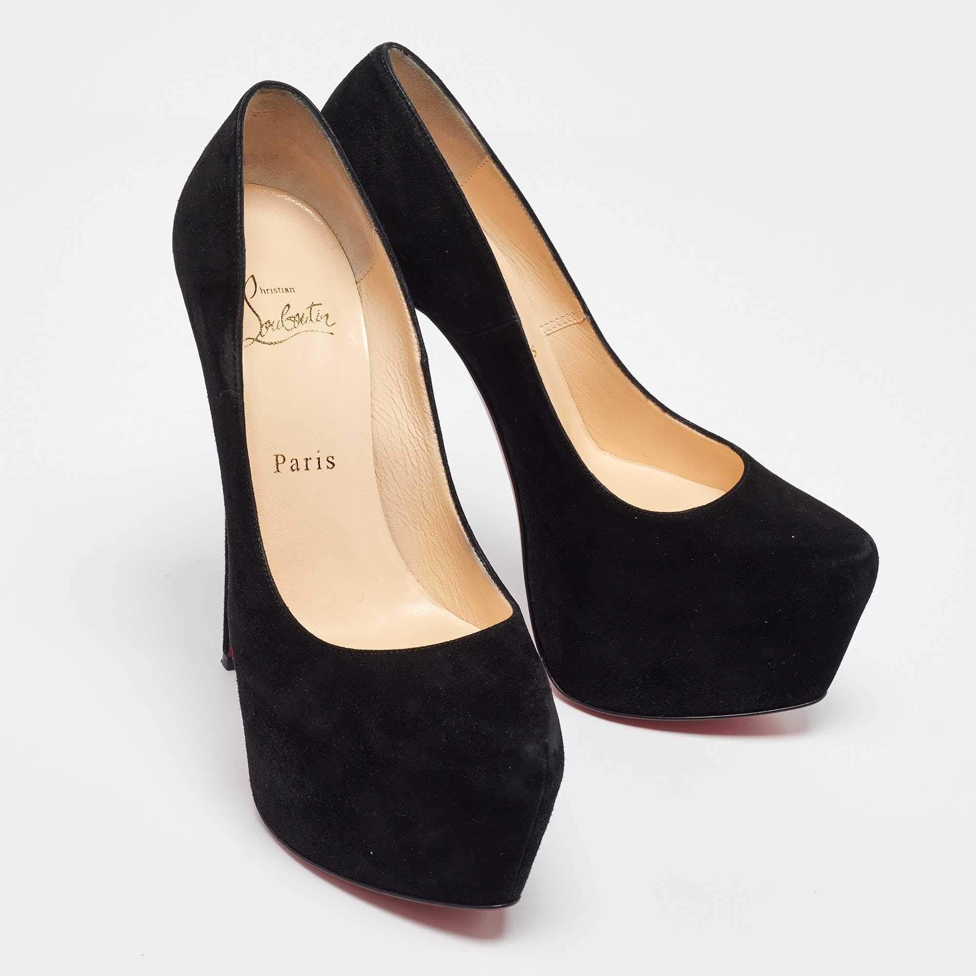 Women's Christian Louboutin Black Suede Daffodile Pumps Size 38.5