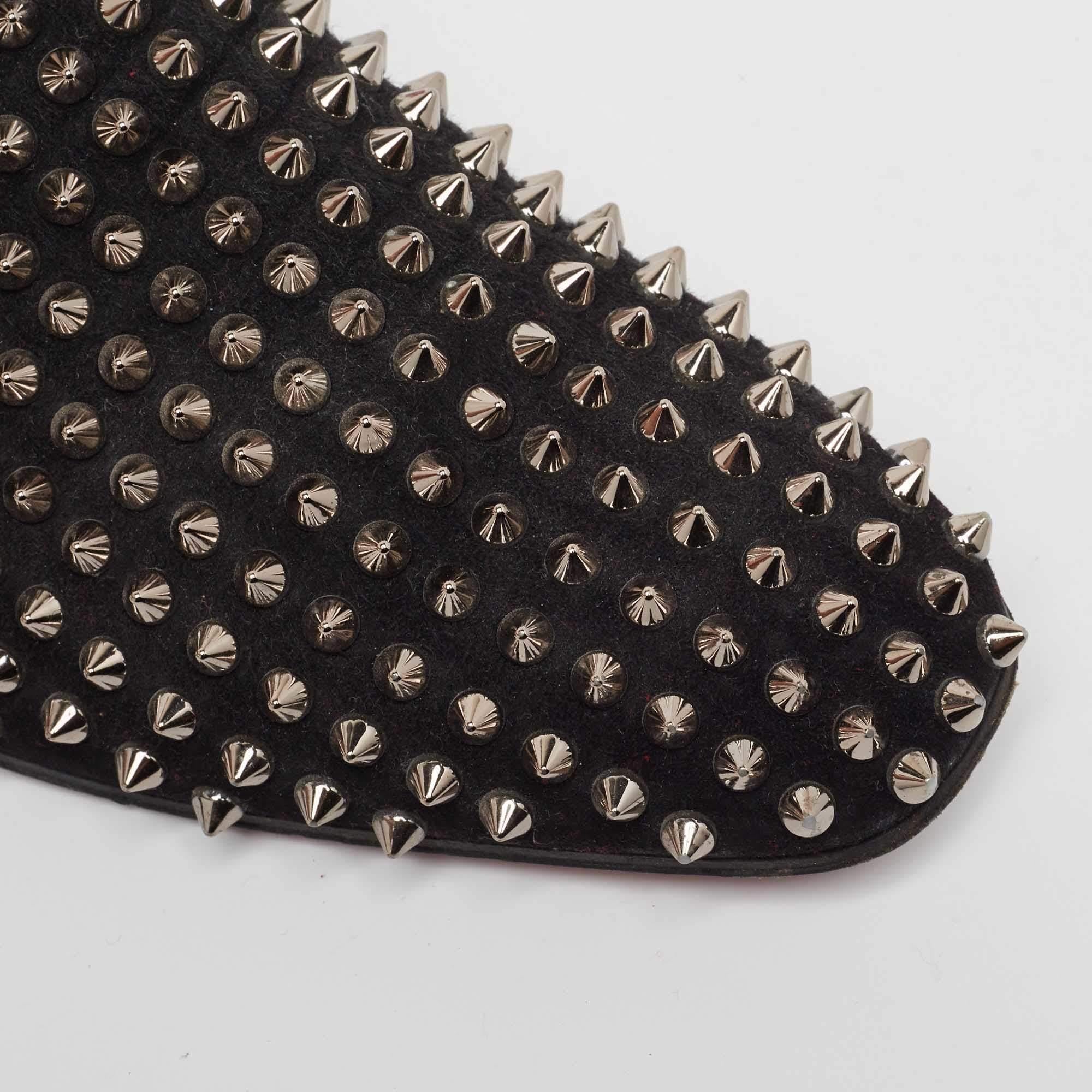 Christian Louboutin Black Suede Dandelion Spike Loafers Size 40 3