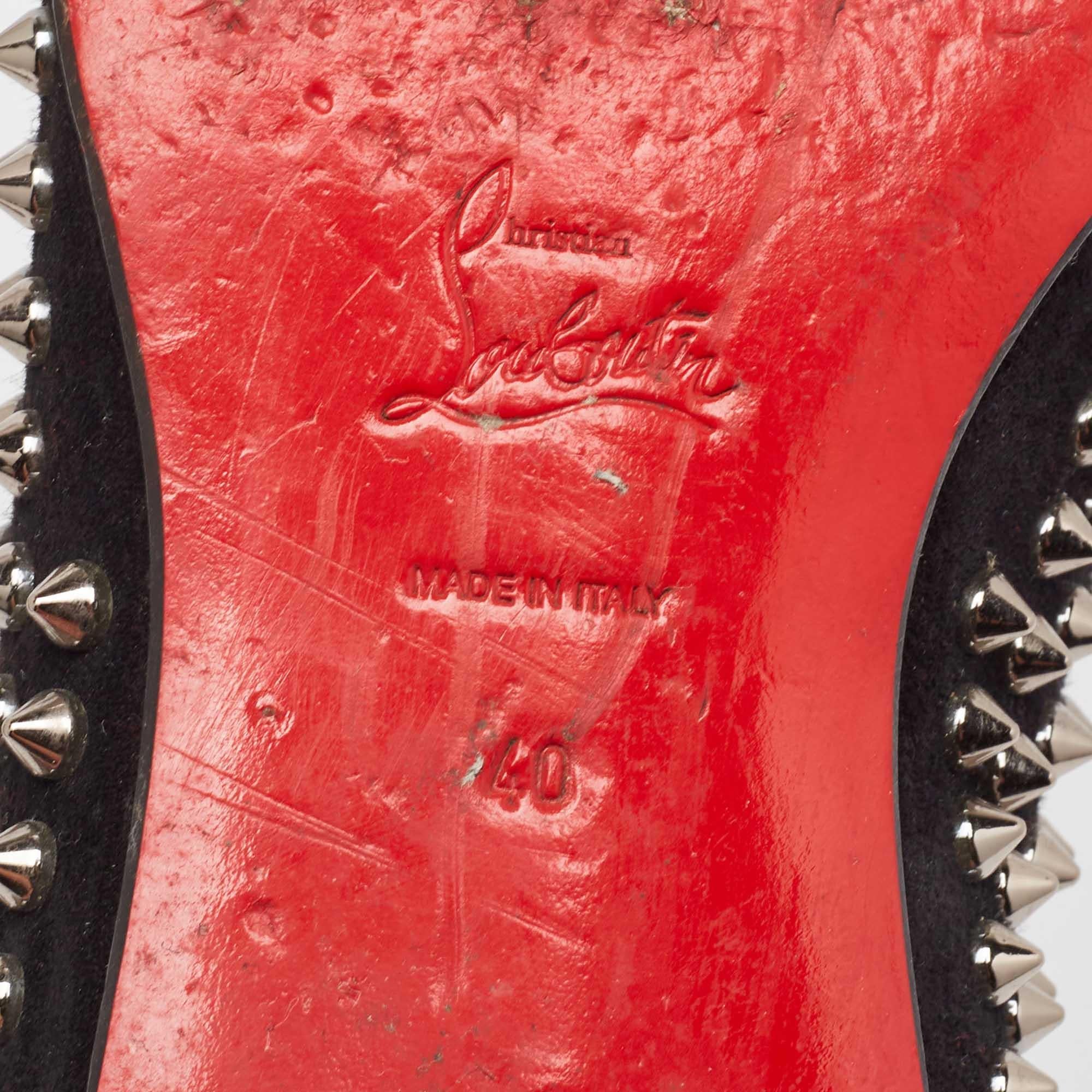 Christian Louboutin Black Suede Dandelion Spike Loafers Size 40 4