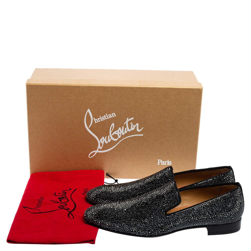 Christian Louboutin Black Suede Dandelion Strass Smoking Slippers Size 41 For Sale 4