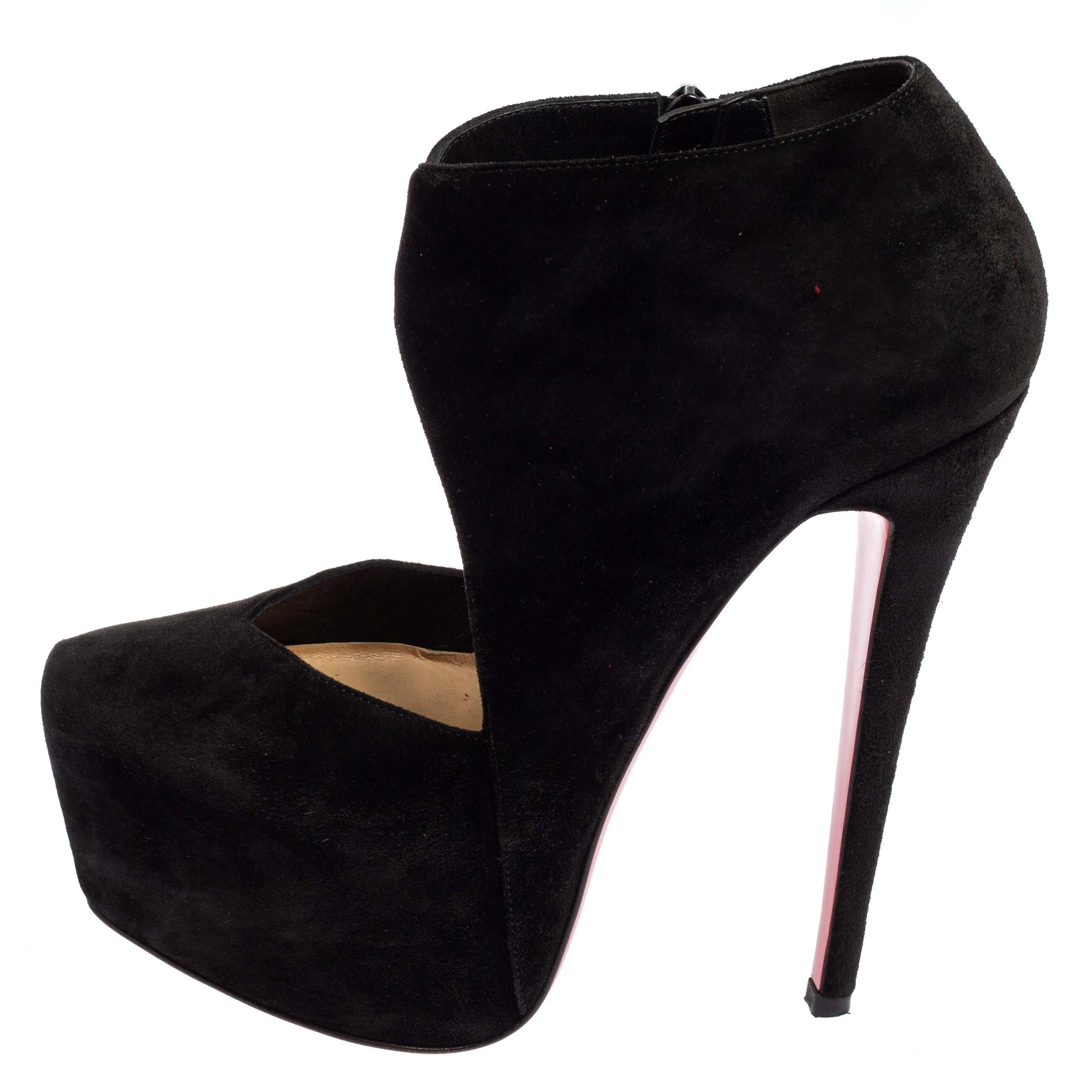 Christian Louboutin Black Suede Donue Booties Size 36.5 1