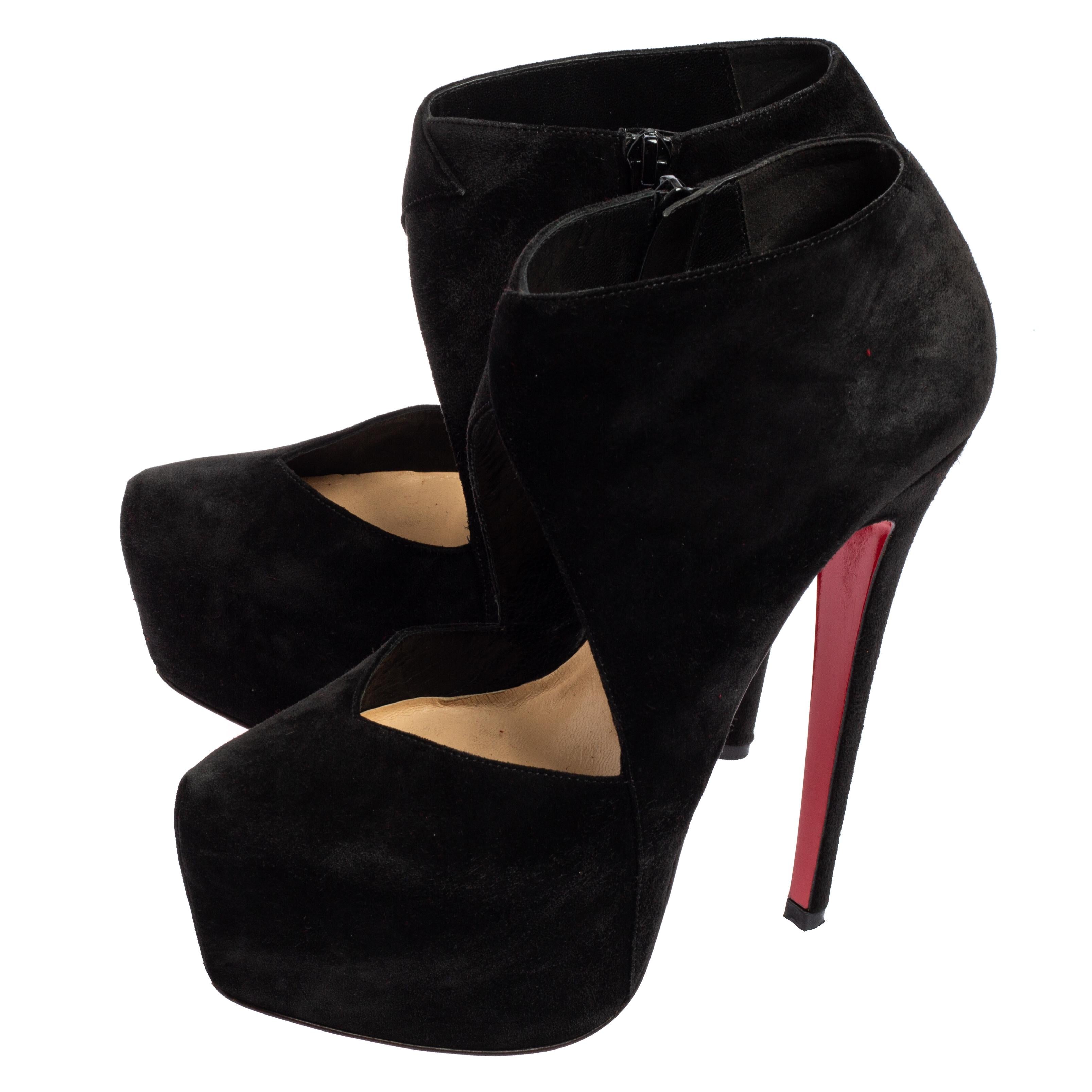 Christian Louboutin Black Suede Donue Booties Size 36.5 3